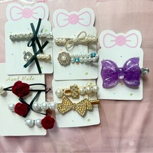 New 10 pieces bundle shiny sparkly pearl hair clips barrettes hair accessories 6
